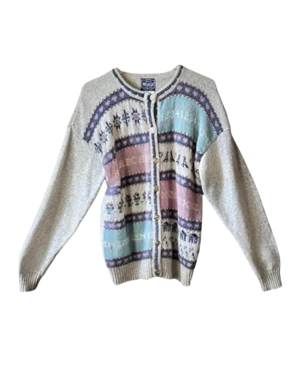 Vintage Woolrich school,  kidcore wool blend sweater cardigan